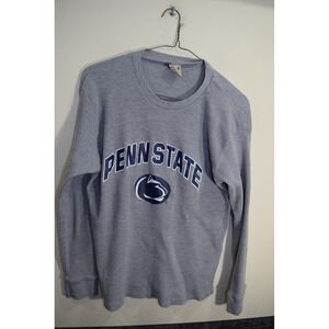 Y2K Penn State PSU Mens L Thermal Waffle Graphic Long Sleeve Shirt Gray SNUG FIT